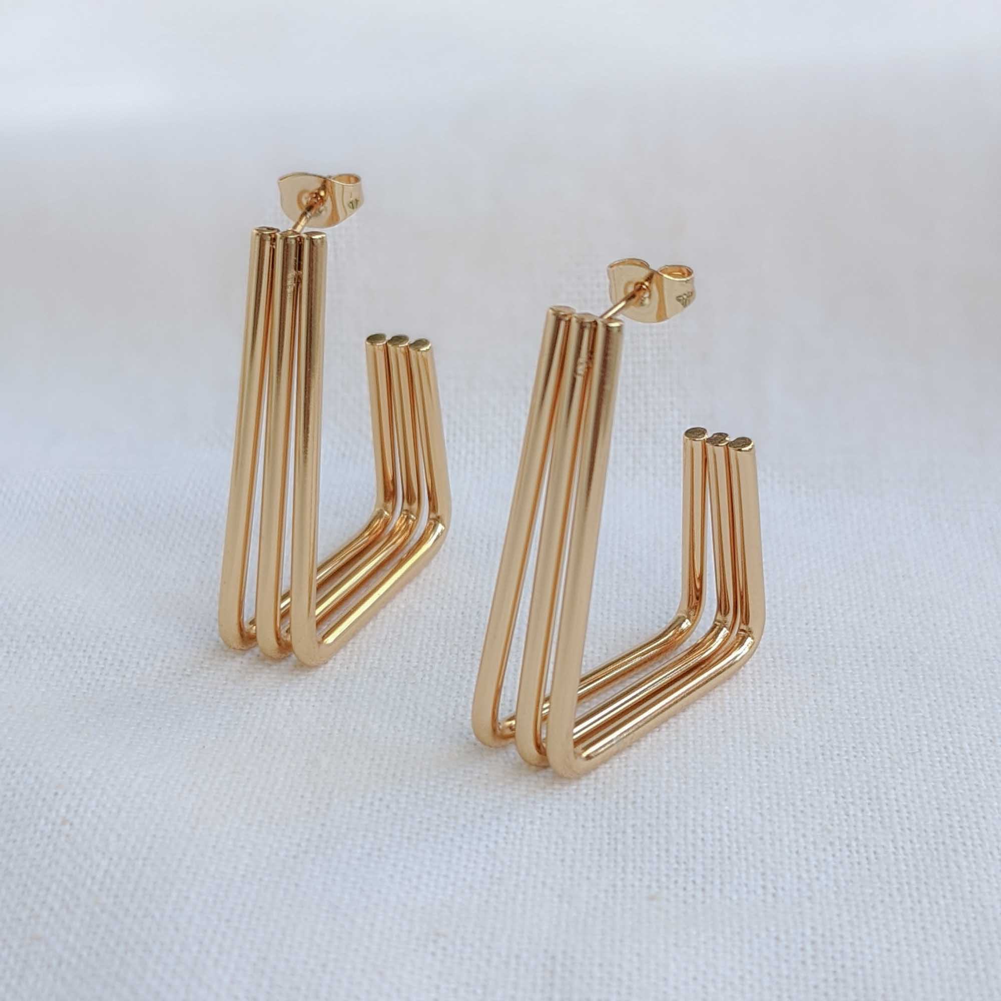 Tri-Lane Triangle Earrings