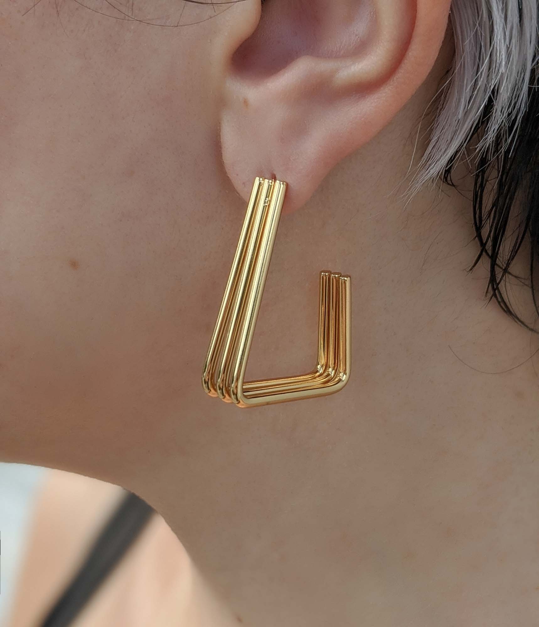 Tri-Lane Triangle Earrings