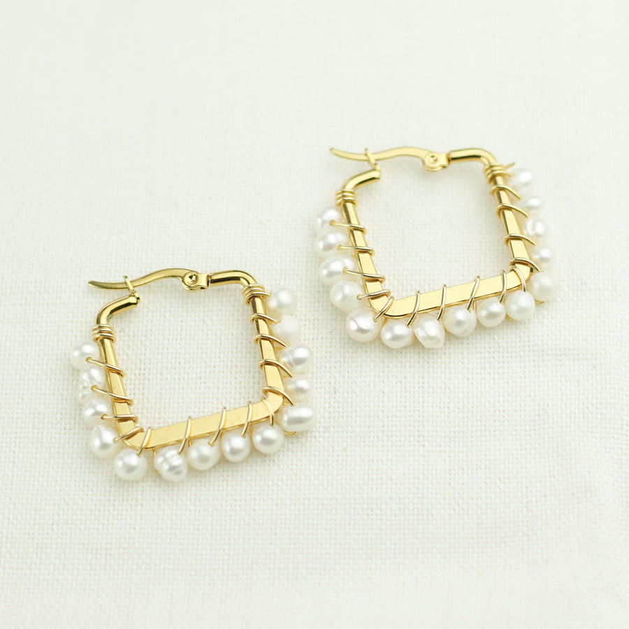 Freshwater Pearls Squared Earrings