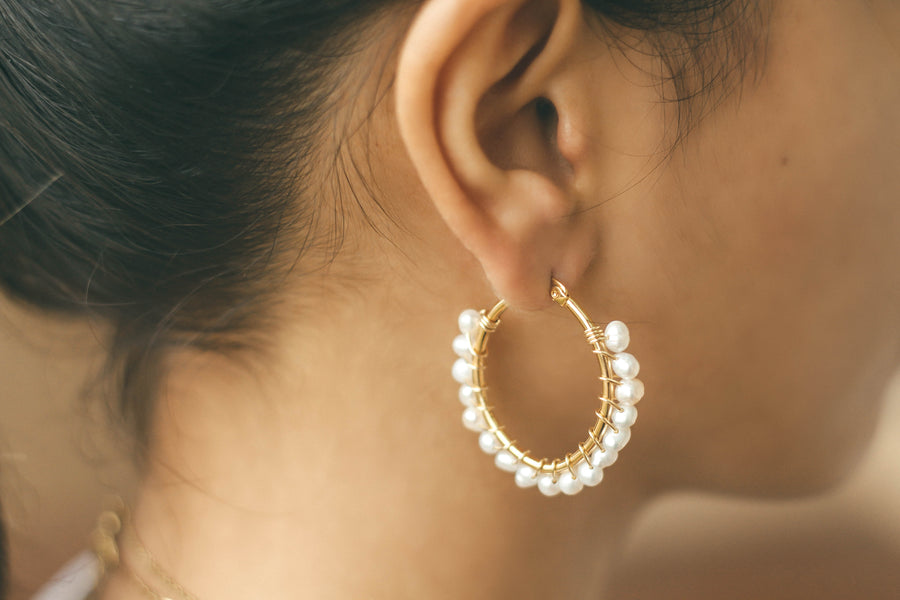 Freshwater Pearls Oval Earrings