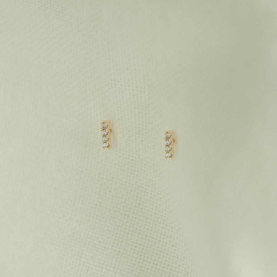 Gold-filled Rhinestone Bar Studs